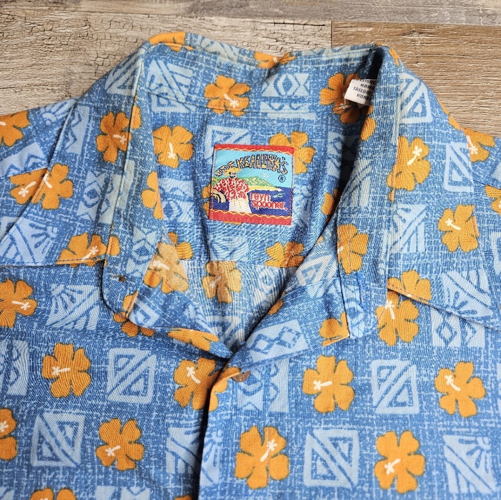 Reyn Spooner X Joe Kealoha's Vintage Hawaiian Button Down Men's Medium Blue - Picture 2 of 11